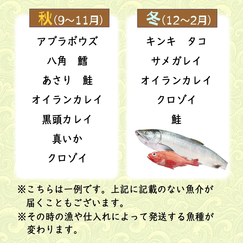 ＜定期便6回＞北海道産 旬の魚介 4~5種 お楽しみ定期便