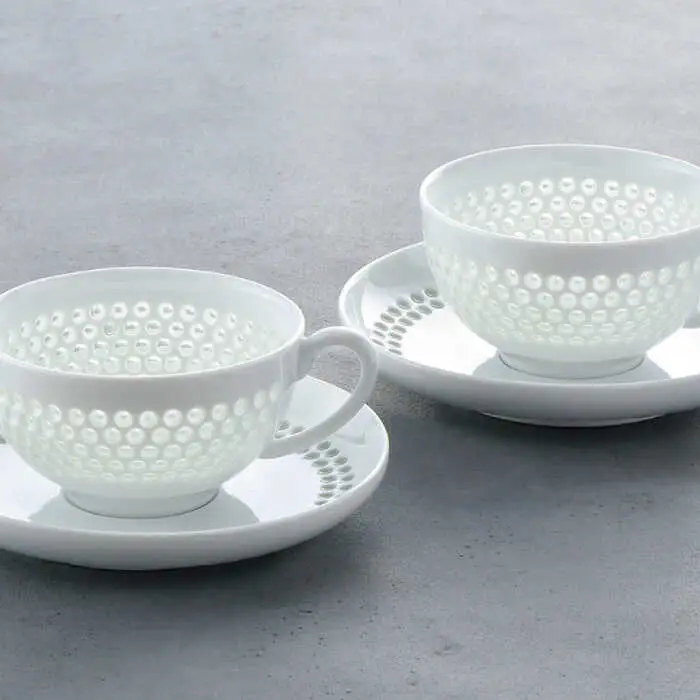 【波佐見焼】水晶プレミアム ティーカップ ソーサー 2客セット 食器 皿 【丹心窯】 [AB37]  波佐見焼