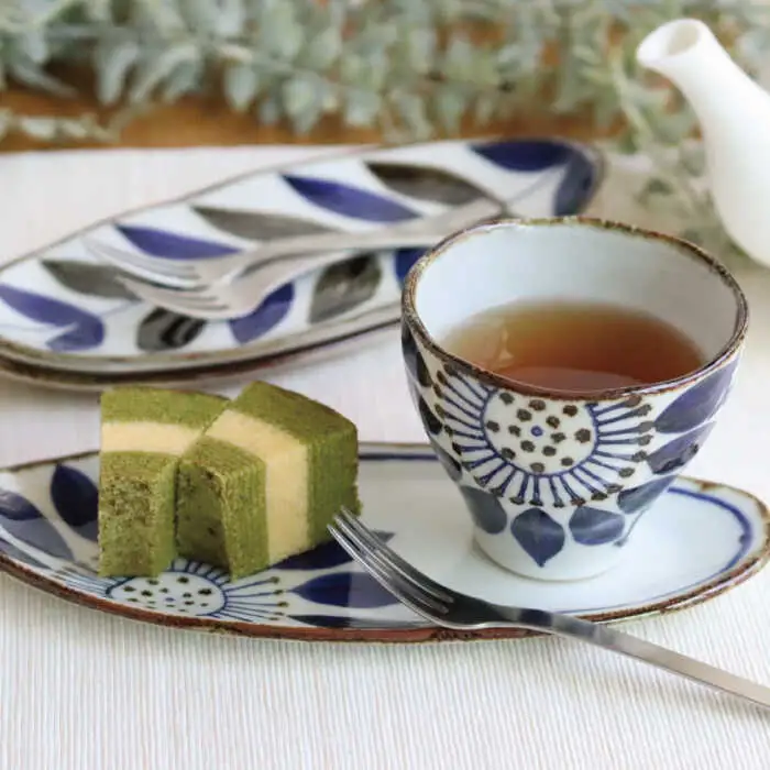 【波佐見焼】スリム オーバル プレート ・カップ セット ブルーメ 食器 皿 【翔芳窯】 [FE49]  波佐見焼