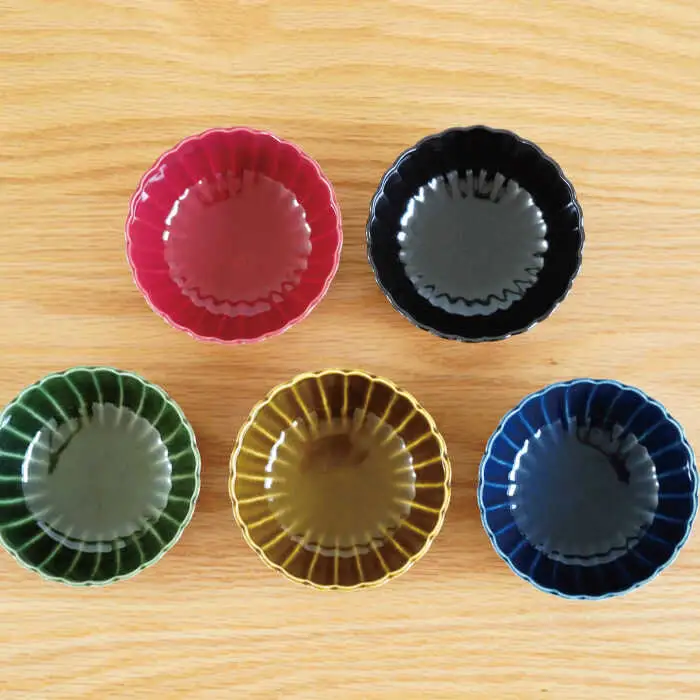 【波佐見焼】花しのぎ 丸小付 5色セット(墨・紅・藍・織部・鴬茶) 小鉢 食器 皿 【団陶器】 [PB84] 波佐見焼