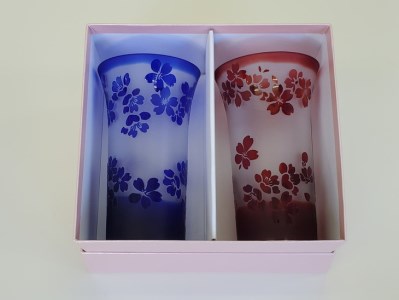 「さくらブランド認定」サンドブラスト【桜 色被せグラス】ペアセット※着日指定不可◇