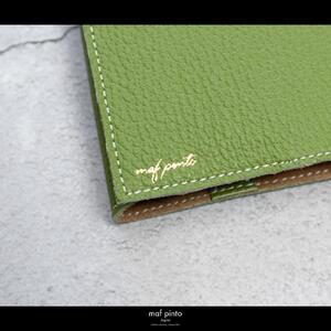 maf pinto (マフ ピント) レザーブックカバー 新書サイズ ADRIA LINE グリーンティー 本革 日本製