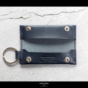 maf pinto (マフ ピント) キーリング キーホルダー 小銭入れ付き ミニ財布 ネイビー レザー 本革 日本製