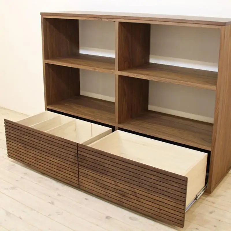 【大川家具】無垢材 リビングシェルフ シェルフ 本棚 収納家具 風雅 幅1500 ウォールナット 天然木 国産 高級感【設置付き】