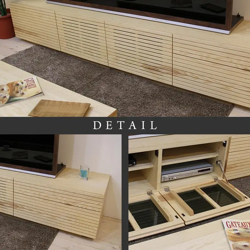 【大川家具】無垢材 テレビボード ローボード テレビ台 TV台 風雅 type2 幅2700  ホワイトアッシュ ナチュラル インテリア おしゃれ  収納 国産 組み立て不要 高級感 【設置付き】