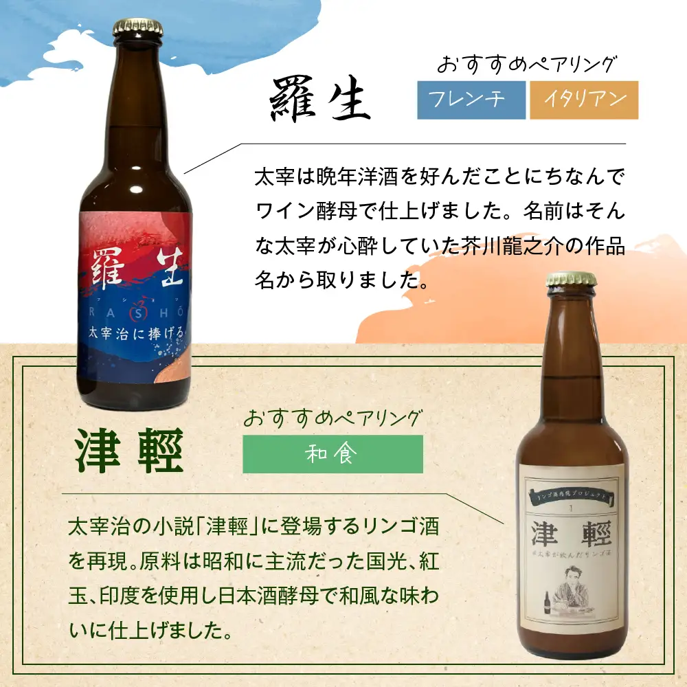 『太宰が飲んだ!?幻のリンゴ酒』復刻版「津輕」・献上版「RASHO」２本セット りんご 酒