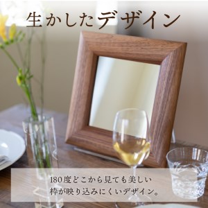 【飛散防止効果】SENNOKI SOLソル ウォールナット W510×D30×H510mm(4kg)木枠正方形デザインインテリアミラー【2409M05045】
