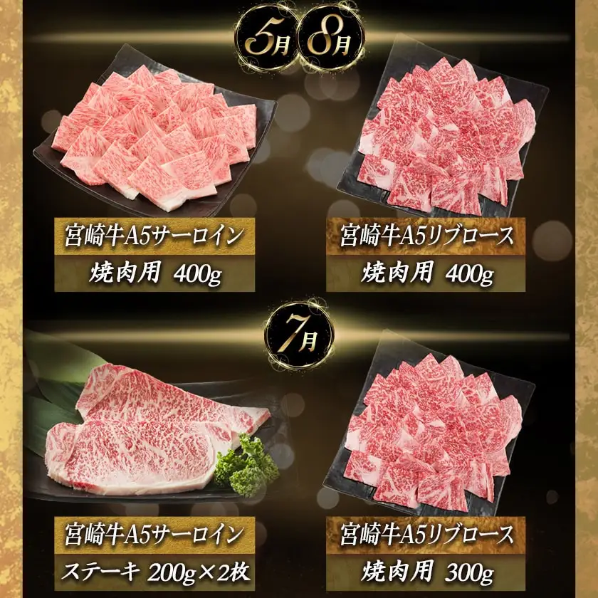 【A5】宮崎牛サーロイン×宮崎牛リブロース三昧定期便(12ヶ月)〔TAE12-0101〕_(都城市) 都城産宮崎牛 牛肉 スライス / サイコロ / 焼肉 / ステーキ サーロイン リブロース