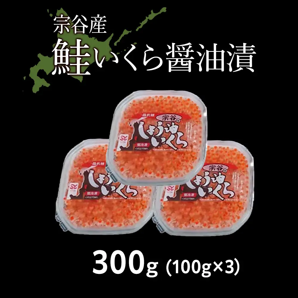 【北海道稚内市宗谷産】いくら 醤油漬 100g×3個 小分け 海鮮【配送不可地域：離島・沖縄県】