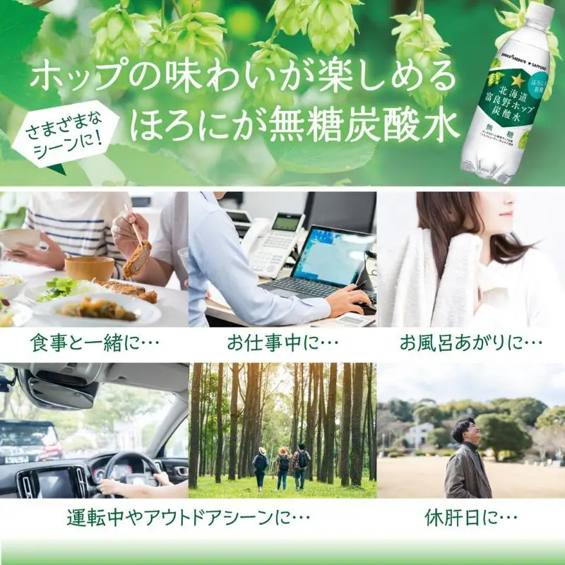 富良野 ホップ 炭酸水 500ml ペットボトル 24本 北海道 ホップ炭酸水 