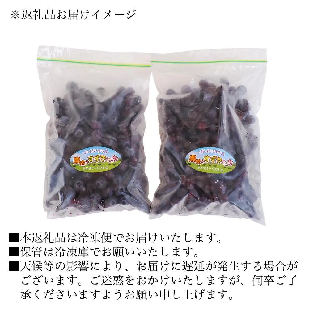 【冷凍】ブルーベリー 1kg 直径13mm以上