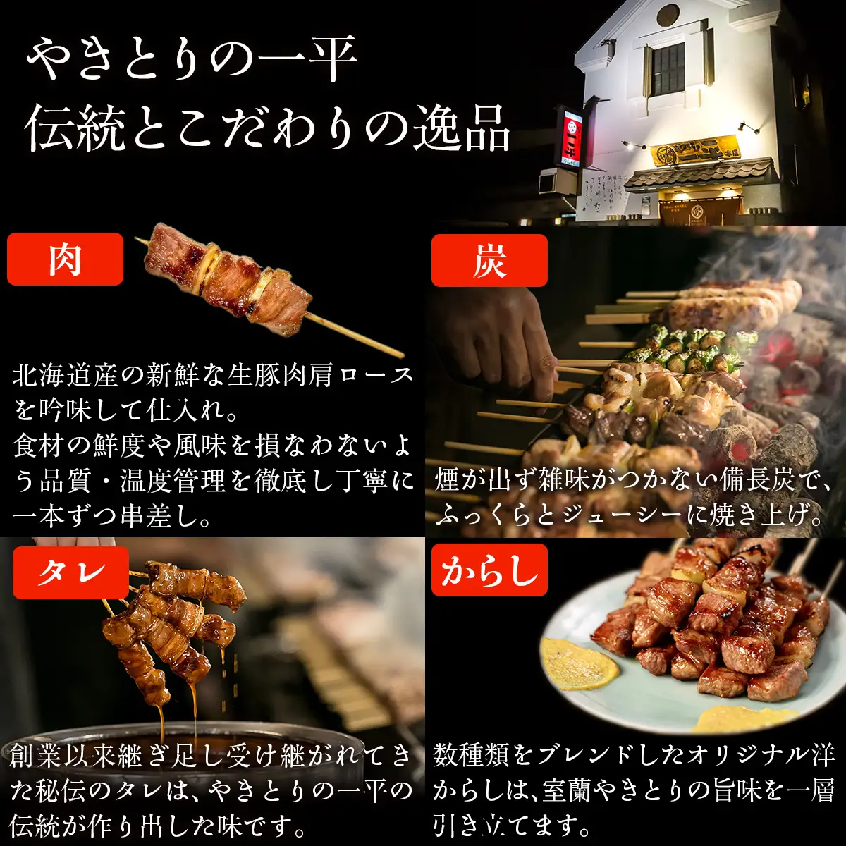 【やきとりの一平本店】北海道 室蘭やきとり豚精肉串 30本 MROU009