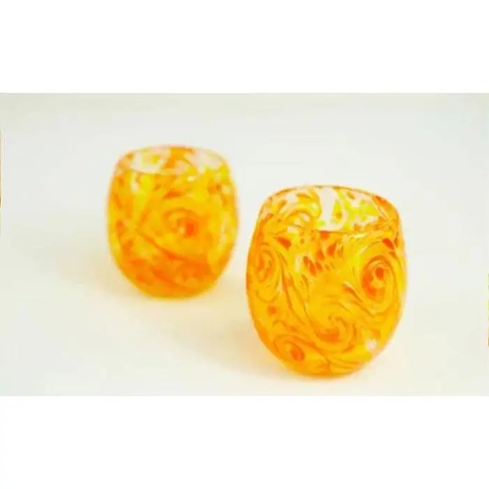 皿 琉球ガラス【沖縄県工芸士・松田英吉作】食器 10点セット：うずマンゴー