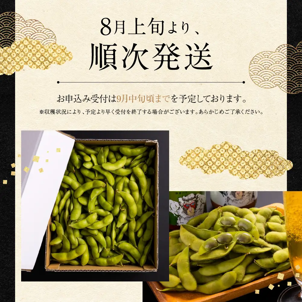 先行予約【新潟県産】くろさき茶豆　【１.５ｋｇ】　2026年8月～順次発送　新潟　新潟県　枝豆　えだまめ　茶豆　おつまみ　お取り寄せ　グルメ　1.5kg　豆