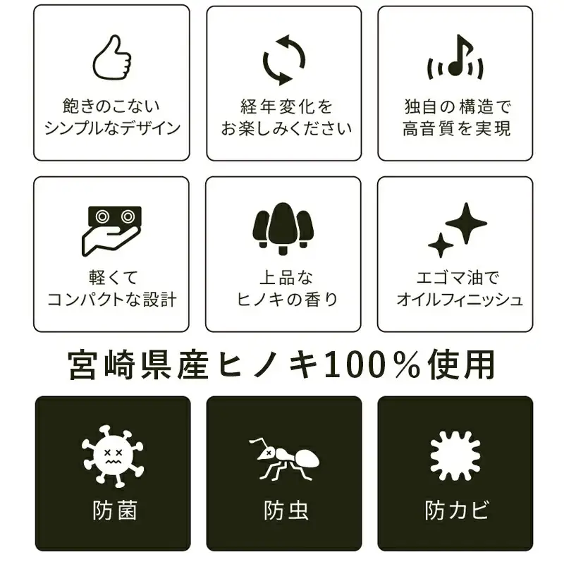 宮崎県産ヒノキのウッドスピーカー〔MJ-D902〕_(都城市) 宮崎県産ヒノキ ウッドスピーカー ヤスリ エゴマ油 スマートフォン用スピーカー アウトドア キャンプにも ナチュラル 電源不要 音楽