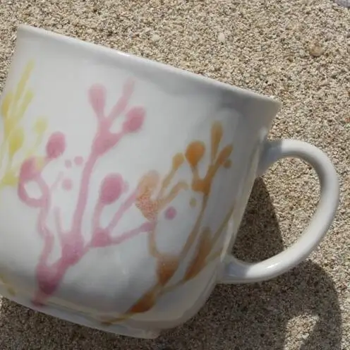 【datta.沖縄南の島陶芸工房】珊瑚カップ 青色x純白（ペアセット）