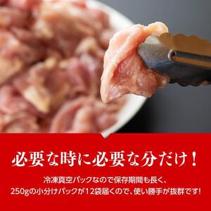 鶏肉【令和8年8月発送】小分け宮崎県産若鶏もも肉計3kg（250g×12袋）鶏肉