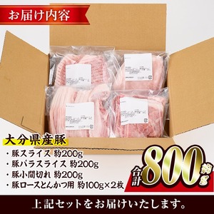 ＼3営業日以内発送／＜お試し用＞ 豚肉バラエティーパック (合計800g ・4種) 【BD211】【西日本畜産】