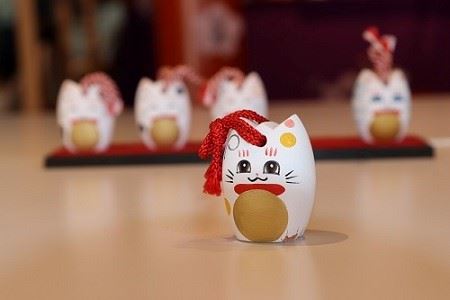 ＜宮若追い出し猫＞　マスコットセット（土鈴５体） [M32] 招き猫 招福 幸運 健康 繁盛 金運 猫 ねこ ネコ 手作り 置物 縁起物 陶器 インテリア 福岡県