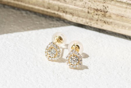 K18 ドロップデザインダイヤピアス 0.34ct 43-5417