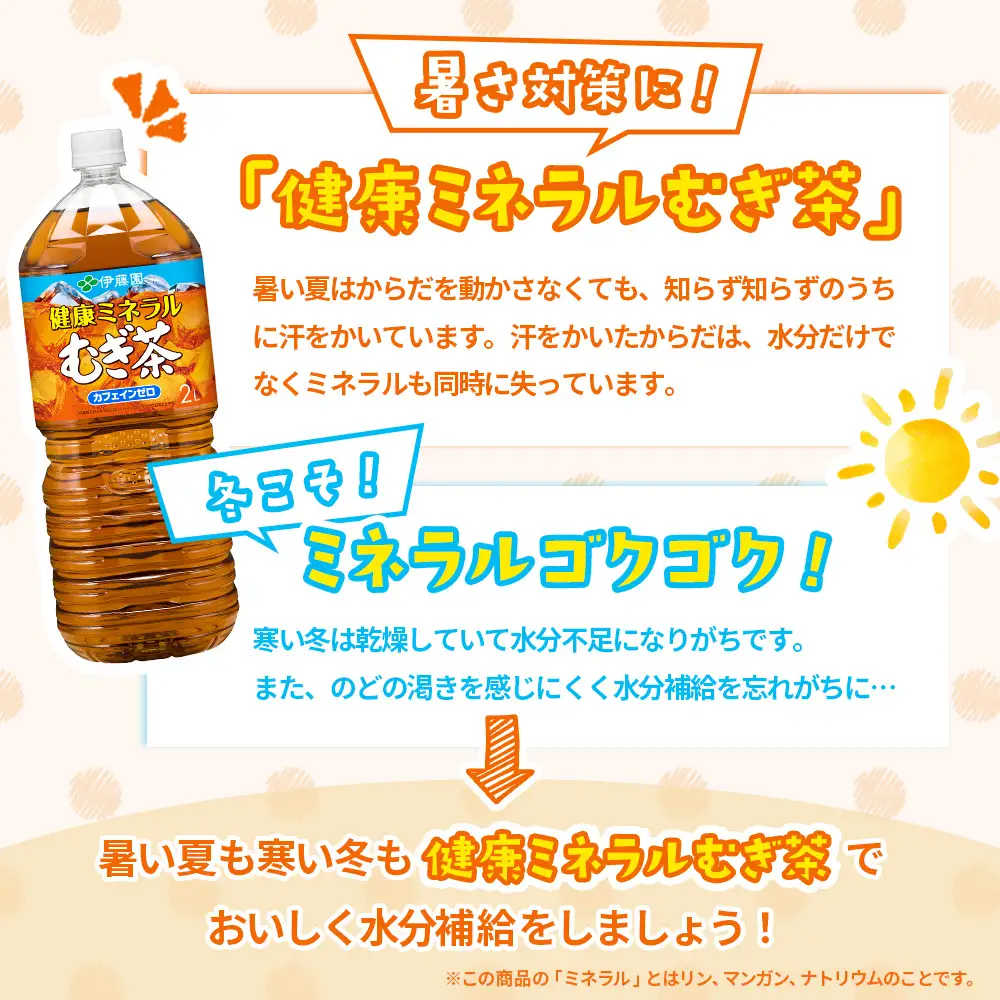 『定期便：全6回』健康ミネラル麦茶2L×6本×2箱【50000601】