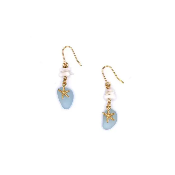 【ブレスレット＆ピアス】Sサイズ｜サンゴとシーグラスのアクセサリーセット