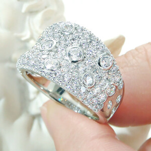 260-9-1 指輪 Pt900 プラチナ ダイヤモンド 2.15ct ドット パヴェリング ワイド 幅広 逆甲丸 リング 【 f197-pt 】 ALPAZ079