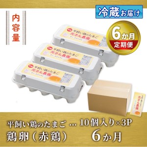 ＜定期便・全6回 (連続)＞平飼い赤鶏のたまご (総量180個・S-Mサイズ30個×6回) 元さん農園 卵 玉子 卵かけご飯 玉子焼き 平飼い 鶏 鶏卵 養鶏場直送 朝採れ 新鮮 大分県 佐伯市 【GE005】【 (株)海九】