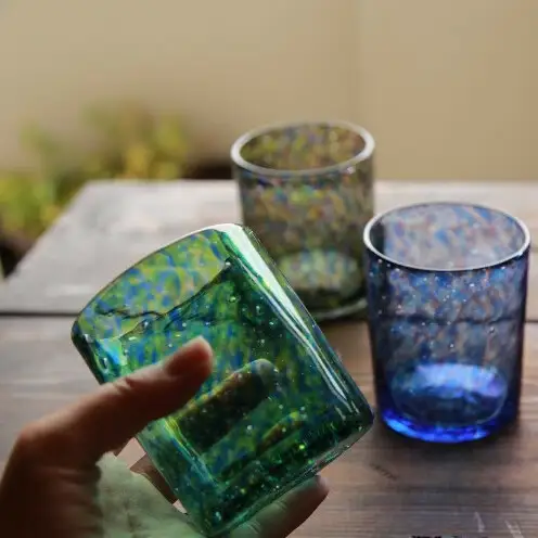 【琉球ガラス工房 硝子家すずめ】水面－minamo－＜4色セット＞ 〇 伝統工芸品 琉球ガラス グラス おしゃれ カラフル プレゼント 贈り物 セット 水の中 沖縄 読谷村 インテリア