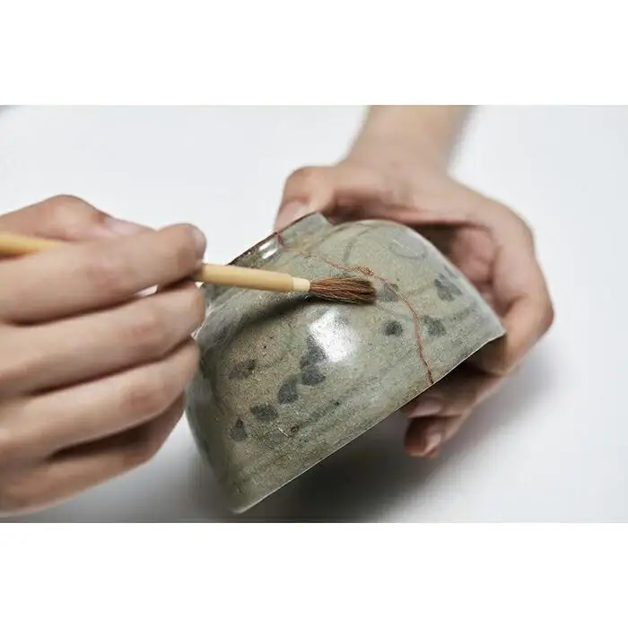 【堤淺吉漆店】天然漆と純金粉を使った本格金継ぎ体験キット 「金継ぎコフレ」（動画解説付）（手袋サイズＬ）