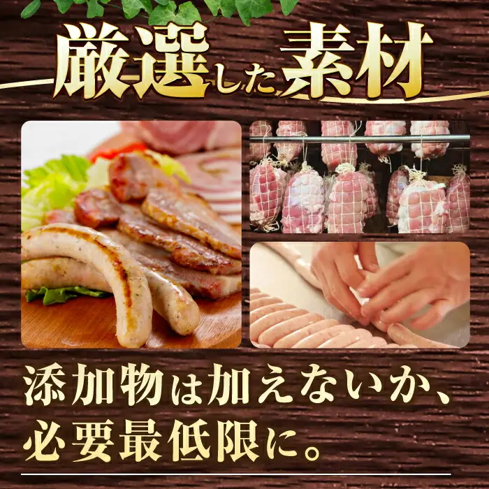 【6点×3回定期便】ハム詰合せ よくばり ソーセージ3袋＋3品 [EAM047]  無添加ベーコン ハムソーセージ 生ソーセージ 国産 ハム詰め合わせ 定期便