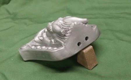 伝統工芸士の鬼師が作る守護鬼瓦シリーズ・宝珠鬼面 H064-016