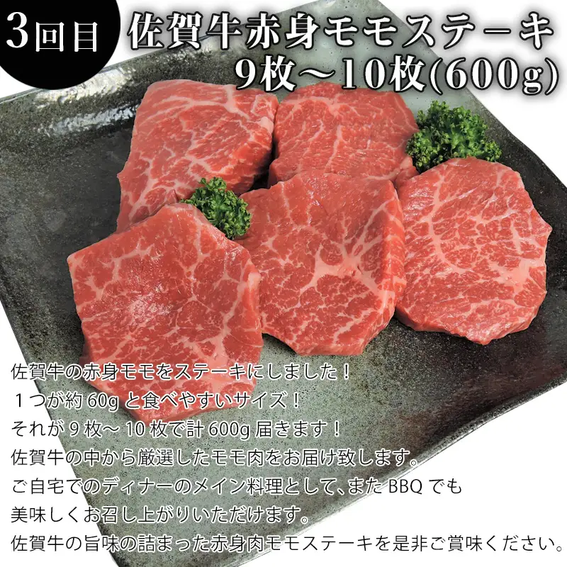 「全3回定期便」佐賀牛赤身セット 寄付の翌月から3回お届け ステーキ 