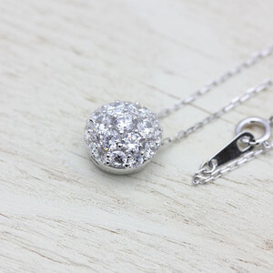 95-9-1 ネックレス PT900 プラチナ ダイヤモンド 計 1.0ct 天然ダイヤ パヴェ ドーム型 ペンダント 【 f025-pt 】 ALPAZ068