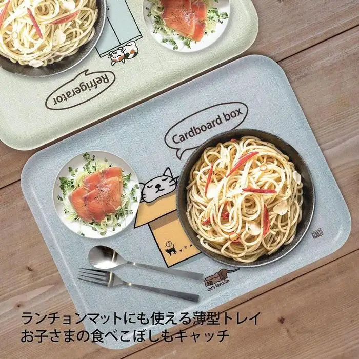 ネコダラトレイM角2枚セット「箱にはもれなく入ってる」「ちぐらは2名様まで」 ネコだらけ 猫グッズ