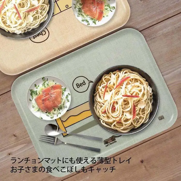 ネコダラトレイM角2枚セット「チェストは閉めておこうね」「ベッドの暖かいとこ」 ネコだらけ 猫グッズ