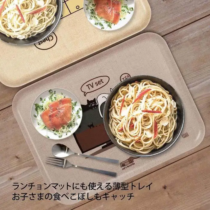 ネコダラトレイM角2枚セット「ベッドの暖かいとこ」「液晶テレビは難しい」 ネコだらけ 猫グッズ