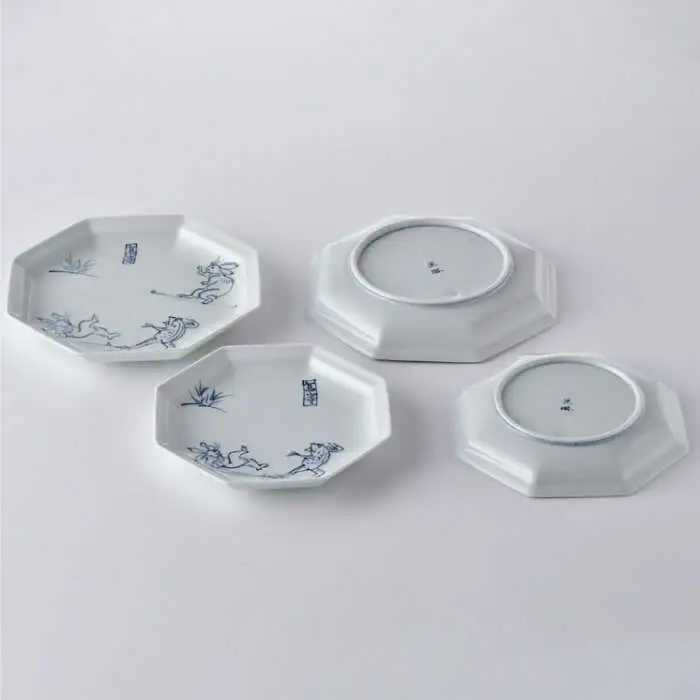 【波佐見焼】鳥獣戯画 八角皿 大小 4枚セット 食器 皿 【洸琳窯】 [GE51] 波佐見焼
