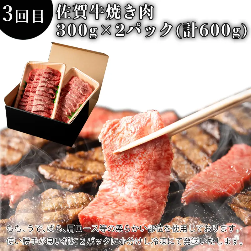 「全3回定期便」極みハンバーグ・佐賀牛サイコロステーキ・佐賀牛焼肉用をご寄付の翌月から3回お届け！ ハンバー グ ステーキ
