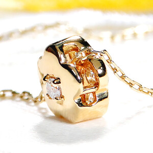 35-9-3 ネックレスK18YG ダイヤモンドブルーダイヤ0.26ct フラワーモチーフリバーシブルペンダント伏せ込み裏ダイヤ【f171-k18yg-2】 ALPAZ037