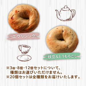 ベーグル 選べる内容量 12個 (6種×2) パン ベーグル もちもち おやつ ご飯 朝食 香川県 丸亀市 【romantic003】