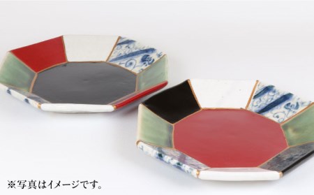 【美濃焼】漆陶 つなぎ八角プレート(17cm) 黒【宗山窯】 食器 角皿 和モダン 陶器   [MBI019]