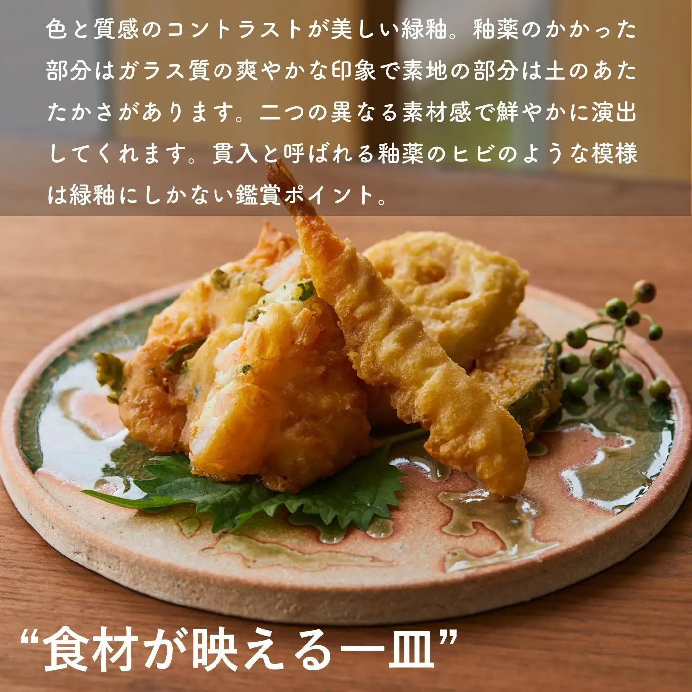【信楽焼・明山】古信楽丸プレート L (緑釉)　ks-02 (176777-40037159-gr)