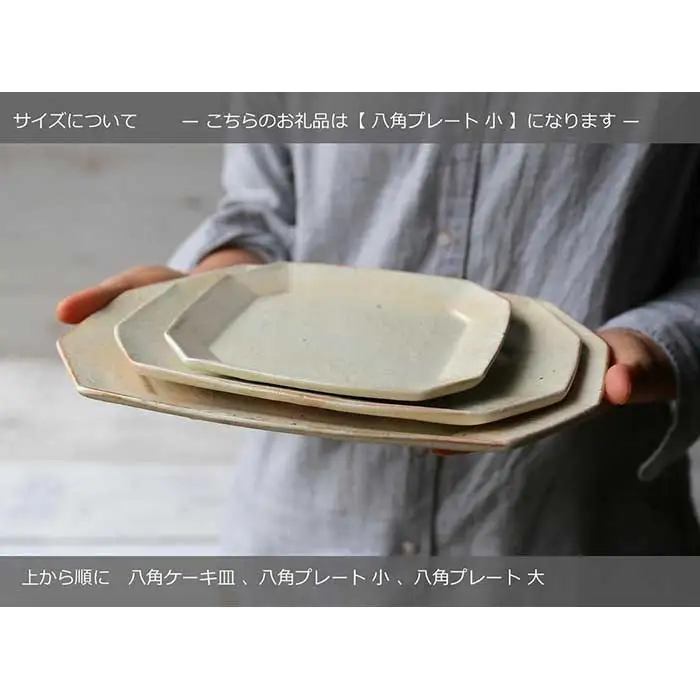信楽焼　八角プレート（小）　鉄散　２枚セット