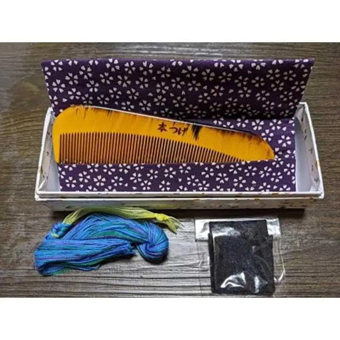 つげ櫛の櫛留商店　本つげ材すす櫛（細歯）袋付　※約１３．５ｃｍ
