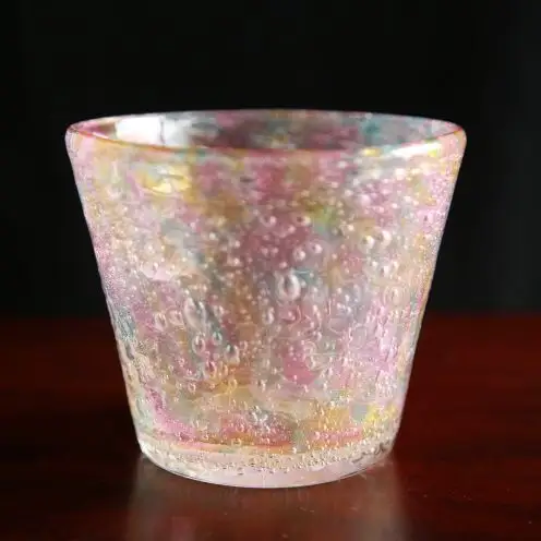 【ガラス工房雫】泡花口広カップ＜ガジュマル＆月桃＞2個セット