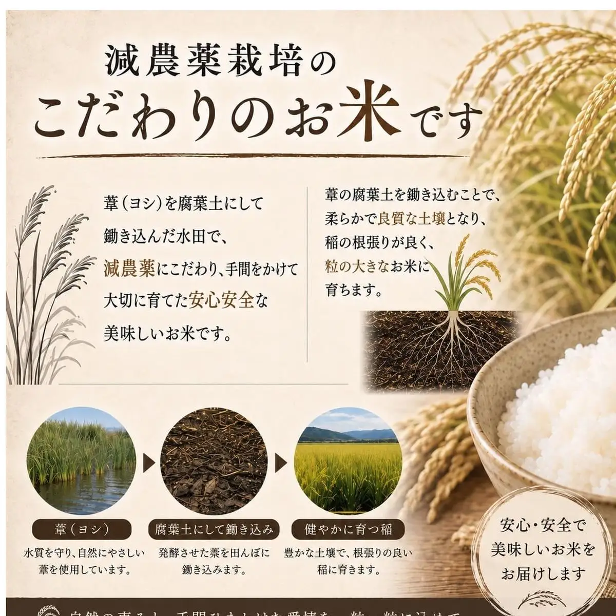 新米 令和8年産 ヨシ腐葉土米 つや姫 精米4kg（4kg×1袋）