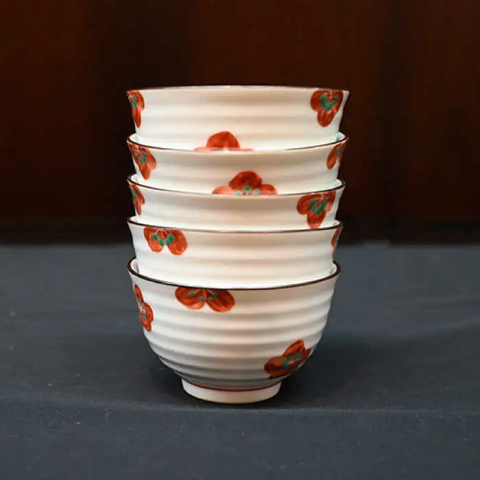【波佐見焼】赤絵梅 湯呑み ポット 茶器 6点セット 食器 皿 【協立陶器】 [TC98] 波佐見焼