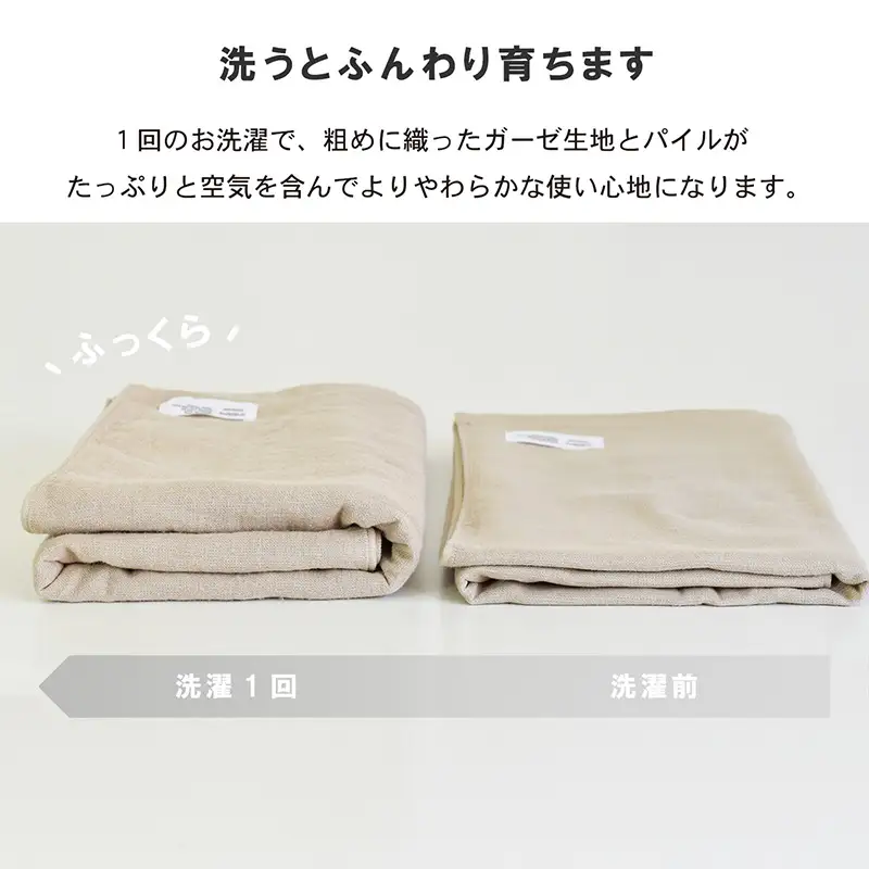 カラーガーゼ バスタオル 3枚（オフホワイト）