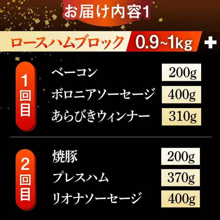 【5回定期便】こだわりロースハムとお楽しみセット 総計9.6kg /宮地ハム [UBM001] ハム